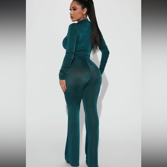 Same Vibe Slinky Pant Set - Hunter - Picture 2 of 3